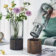 轻奢创意北欧简约花瓶摆件原色玻璃水养鲜花富贵竹客厅餐桌插花瓶