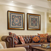 定制欧式轻奢客厅沙发，背景墙装饰画餐厅玄关，挂画抽象方形组合古典