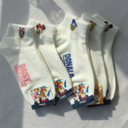 春季袜子女短筒袜韩国可爱卡通，白色纯棉女袜日系迪士尼吸汗学生袜