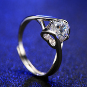 莫桑石钻戒女一克拉钻石戒指925银求婚订婚结婚520送女友情侣对戒