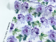 白底水彩风紫色玫瑰数码印花全棉布diy手工儿童连衣裙旗袍口金包
