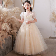 儿童礼服公主裙高端女童钢琴演出服，洋气小女孩生日花童婚礼，白纱裙(白纱裙)