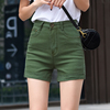 夏天短裤女薄款高腰军绿色直筒宽松弹力，显瘦短裤女百搭显瘦热裤子