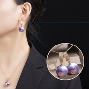 高级感珍珠耳环2023年潮925纯银耳饰钉女气质时尚瘦紫色