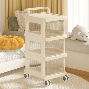 零食置物架婴儿用品收纳柜多层抽屉式架子客厅可移动小推车置物架