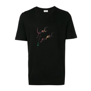香港直邮Yves Saint Laurent圣罗兰男士T恤黑色圆领短袖舒适