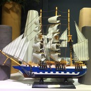 45CM木质帆船模型创意地中海客厅I摆件酒柜装饰工艺船礼物一