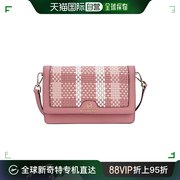 香港直邮Michael Kors女包女士粉色拼色编织格纹单肩斜挎包信封包
