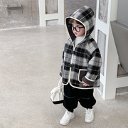 男童外套秋冬季2023两面穿儿童装加绒加厚洋气冬装羊羔毛棉衣