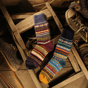 日本日系复古风粗线粗针男长袜子 原宿民族风工装咔叽中筒棉袜