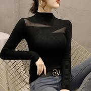 蕾丝打底衫女内搭秋冬款高级感时髦时尚洋气黑色套头毛衣针织上衣