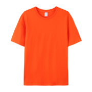 橙色夏季日系纯棉圆领短袖t恤男女全棉，打底衫内搭宽松纯色体恤