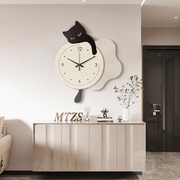 猫咪钟表挂钟客厅装饰画创意时钟表挂墙现代简约餐厅背景墙壁挂画