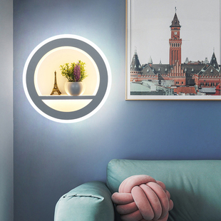 现代简约创意亚克力led壁灯背景，墙壁卧室床头灯，美式乡村风格灯具