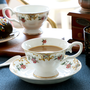 轻奢咖啡杯套装骨瓷，简约欧式咖啡杯小奢华杯碟陶瓷英式下午茶茶具