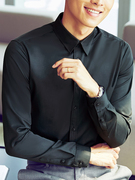 黑色衬衫男长袖商务正装韩版职业工作服新郎高级感2023春装白衬衣