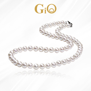 GiO珠宝极地光天然淡水珍珠项链女高亮珠串925银颈链妈妈款送礼物