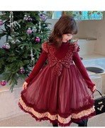 女童连衣裙秋冬款2023洋气儿童红色公主裙冬季过年服裙子