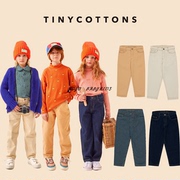 4ntinycottons21秋冬儿童裤子，纯色牛仔条纹，垮裤休闲裤