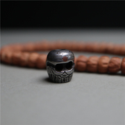 西藏手工铁雕骷髅头散珠“绝地武士头盔”藏式配手串灵魂配珠