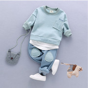 男宝宝0-2到4岁半秋装纯棉婴儿童装衣服6至9个月二件套男童10套装