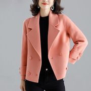 外贸出口法国高档一线品牌女2022毛呢大衣短款高端双面呢外套