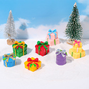 diy仿真圣诞节树脂礼盒，微景观彩色礼盒装饰品摆件，手工饰品娃娃屋