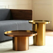 简约现代金属铁艺茶几圆形设计师休闲桌边几金色角几客厅几会