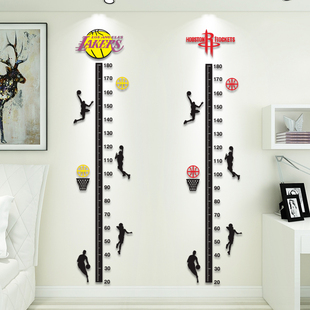 NBA篮球亚克力3d立体身高墙贴画儿童宝宝测量身高尺贴纸装饰自粘