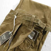 美式咔叽重磅日系复古做旧抓破直筒多口袋工装裤，男士休闲长裤子潮