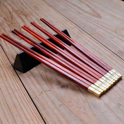 小叶紫檀筷子铜头红木家用10双熊猫福字防滑不发霉送老外国宾礼物