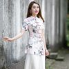 旗袍上衣女夏季改良时尚短袖，中式直排扣唐装，复古日常汉服中式女装