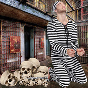 万圣节囚犯角色扮演服cosplay男装制服套装僵尸装黑白条纹套装。