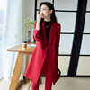 中长款红色西装风衣外套女2024秋冬季高级感休闲时尚韩版长袖大衣