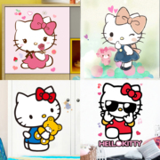 hellokitty儿童房卡通，动漫玻璃窗户贴画，墙贴纸贴画幼儿园墙壁贴