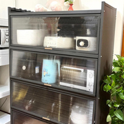 厨房收纳置物柜带门置物架落地多层储物柜橱柜微波炉烤箱锅具收纳