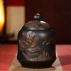 36浮雕小罐建水紫陶茶叶罐，小醒茶罐全手工雕刻一俩饼357g散茶罐