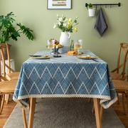 日式桌布布艺棉麻文艺餐桌布，北欧简约高档茶几桌旗长方形书桌台布