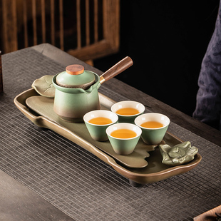 陶瓷茶盘长方形蓄水干泡盘家用高端功夫托盘茶台茶海茶具套装整套