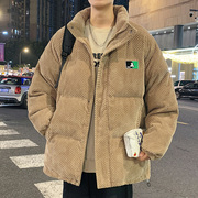 美式复古棉衣男冬季加厚保暖立领羽绒棉服，秋冬男装雪尼尔棉袄外套