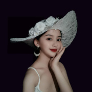 蕾丝帽子女薄款镂空服装宴会沙滩舞台演出网红法式夏季遮阳帽防晒