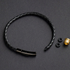 皮绳手链diy可穿3d硬金替换黄金，转运珠真皮，编织粗手绳黑色半成品