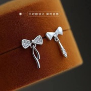 s925纯银不对称小清新蝴蝶耳环耳钉，耳坠女款设计感可爱甜美设计感