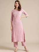 印度传统服饰女民族风刺绣上衣女装七分袖秋季粉色  Crepe