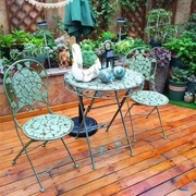 铁艺户外桌椅三件套休闲折叠茶几乡村做旧庭院，露台花园防生锈