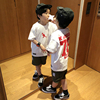 damonbaby24男童夏季儿童，纯棉宽松柔软红色袋鼠白色，短袖t恤