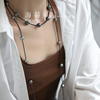 海蒂珠宝暗夜精灵约8-11mm大溪地+尖晶石项链，毛衣链s925银