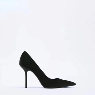 zavalhzr高跟鞋子女欧美性感黑色，职业中跟浅口尖头，法式细跟单鞋