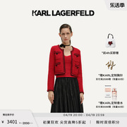 KARL LAGERFELD卡尔拉格斐2024春夏红色粗花呢开衫老佛爷241L2040