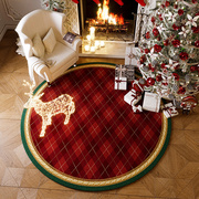 耶诞节地垫圆形卧室脚垫地毯耶诞，树垫子节日氛围场景布置装饰地毯